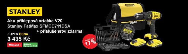 Aku příklepová vrtačka V20 18V 2x2,0Ah, příslušenství Stanley Fa