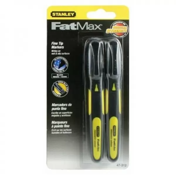 Permanentní popisovač jemný hrot černý 2ks Stanley 0-47-312
