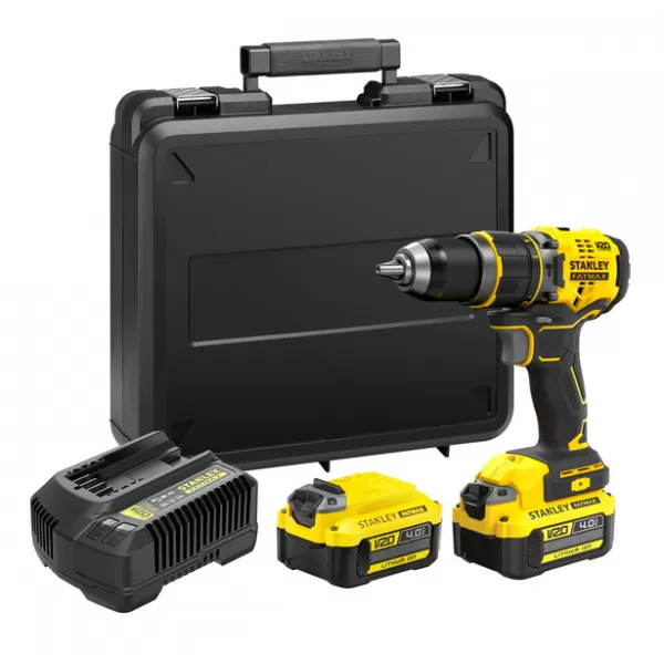 Aku bezuhlíková vrtačka s příklepem V20 18V 2x4,0Ah Stanley FatMax SFMCD721M2K