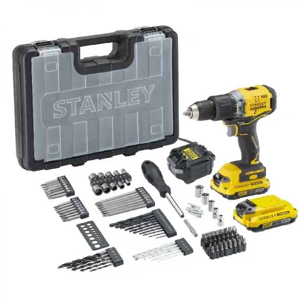 Aku bezuhlíková vrtačka se sadou 100ks příslušenství V20 18V 2x2,0Ah Stanley FatMax SFMCD715D2A